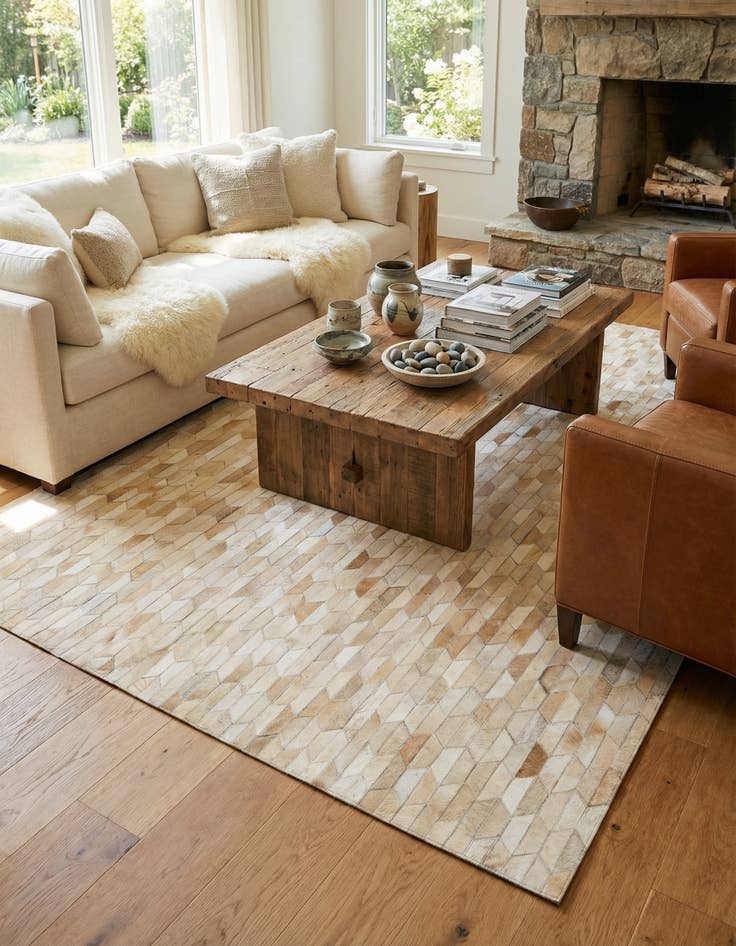 Detail image of  5' x 8' Cowhide Stocks Rug