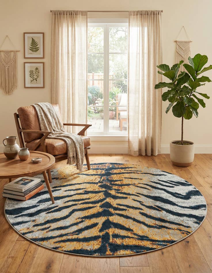 Detail image of 7' 10 x 7' 10 Kamala Washable Round Rug