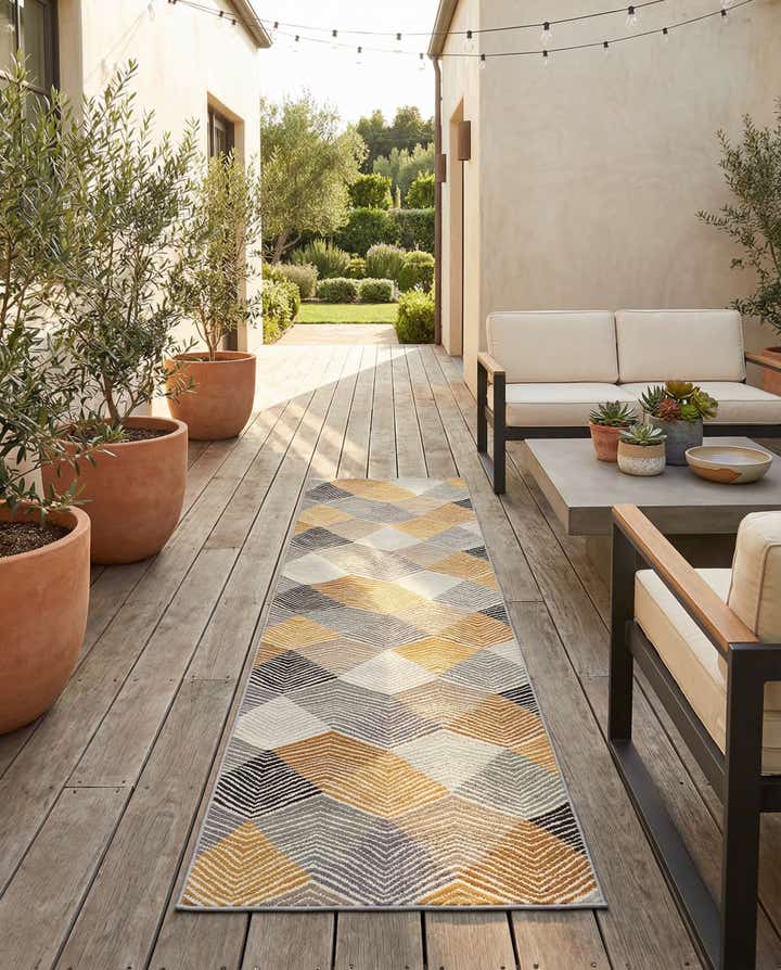 2' 7 x 10' Easy-Clean Modern Indoor / Outdoor Runner Rug