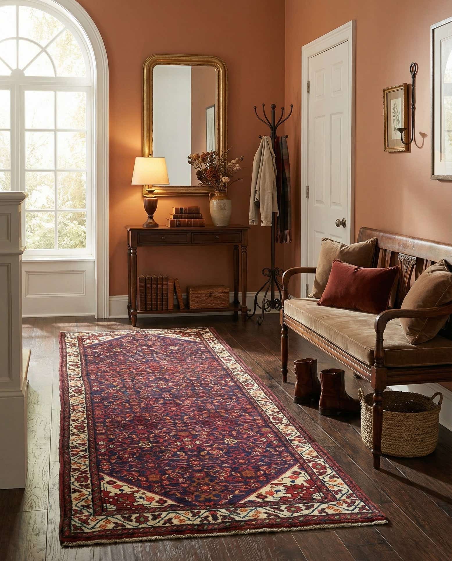 3' 6 x 9' 10 Hand Knotted Hossainabad Persian Wool Runner Rug