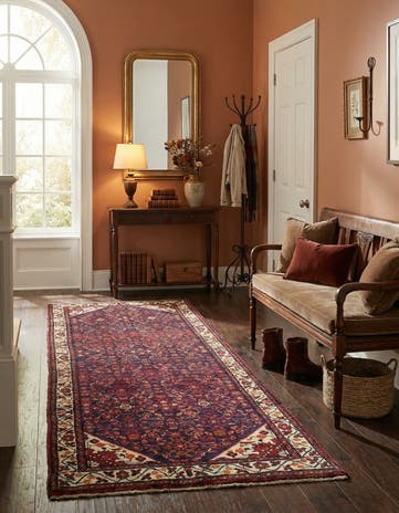 3' 6 x 9' 10 Hand Knotted Hossainabad Persian Wool Runner Rug