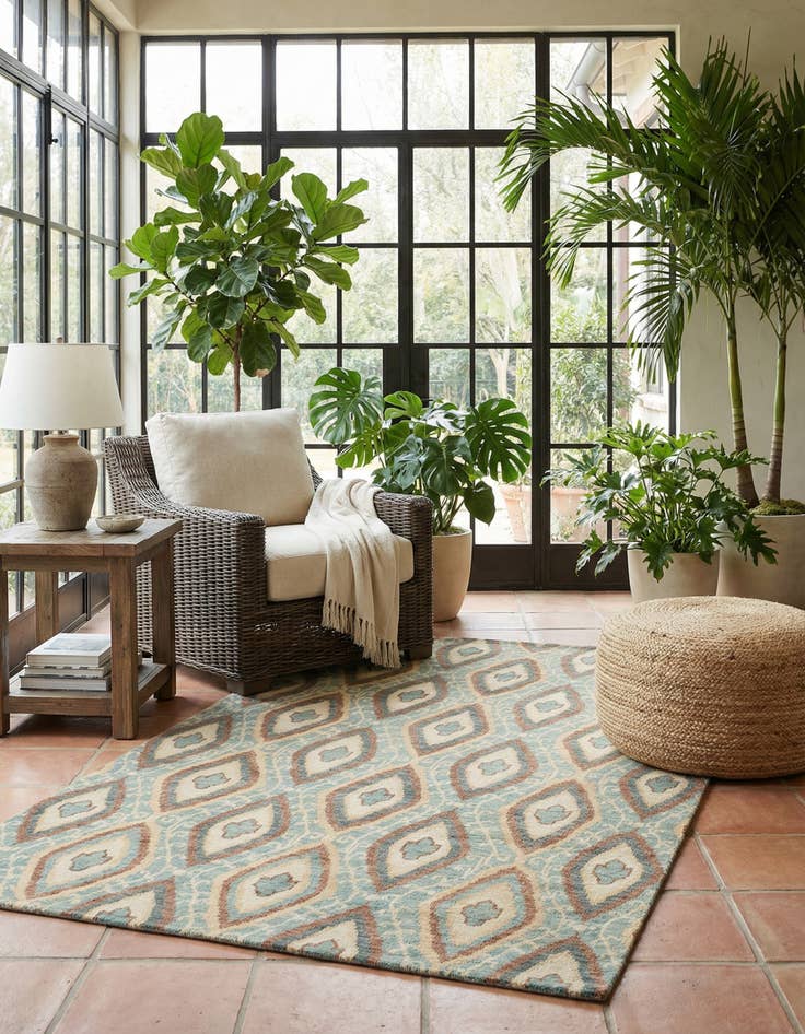 Detail image of 5' 7 x 10' 8  Hand Knotted Ikat Rug