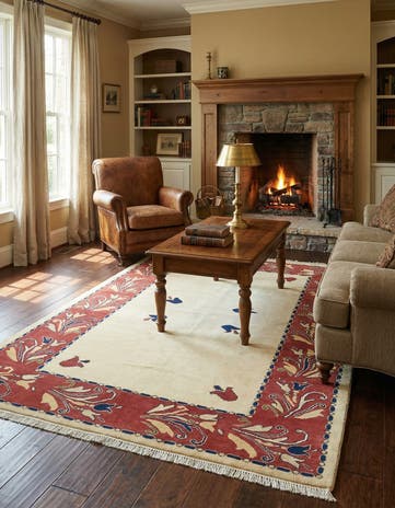 5' 7 x 8' Hand Knotted Peshawar Ziegler Rug