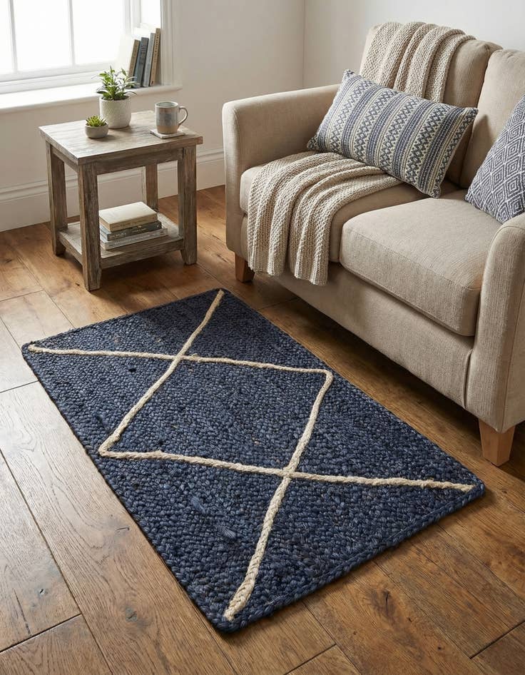 Detail image of  2' x 3' 1  Hand Braided Jute Rug