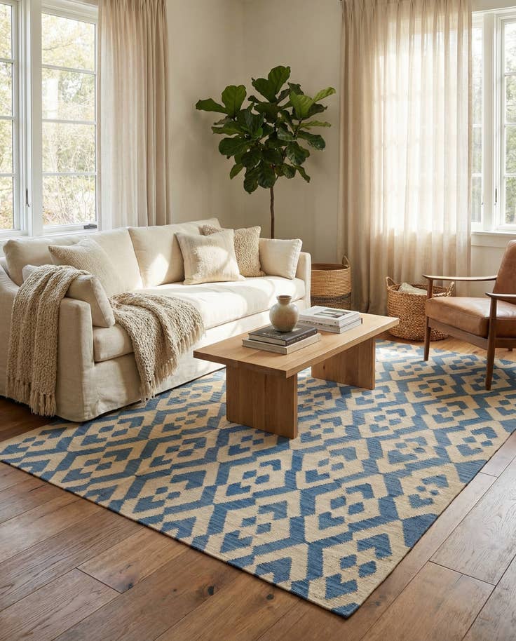 Detail image of 6' 2 x 8' 2 Hand Woven Kilim Modern Wool Rug