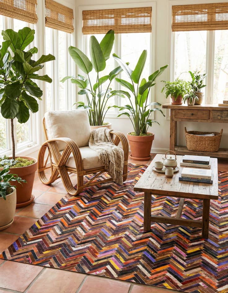 Detail image of 5' 5 x 7' 6 Cowhide Stocks Rug