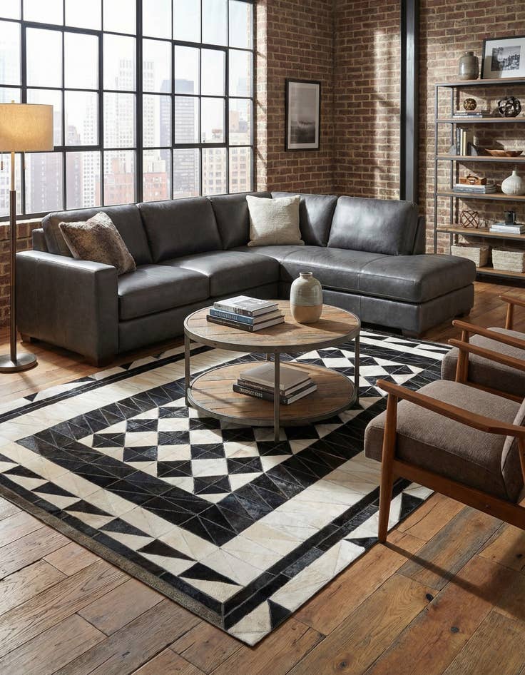 Detail image of  5' x 7' 10 Cowhide Leather Rug