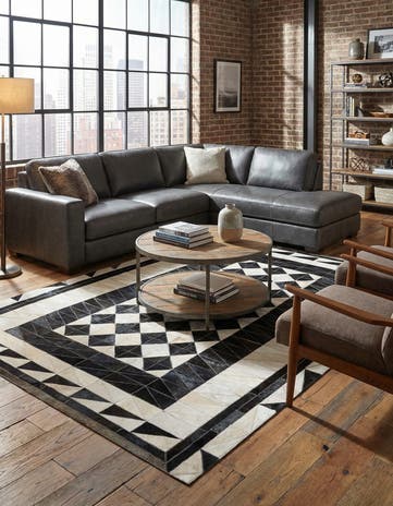 5' x 7' 10 Cowhide Leather Rug