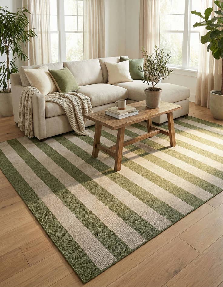 Detail image of 10' x 14'  Washable Striped Indoor / Outdoor Rug