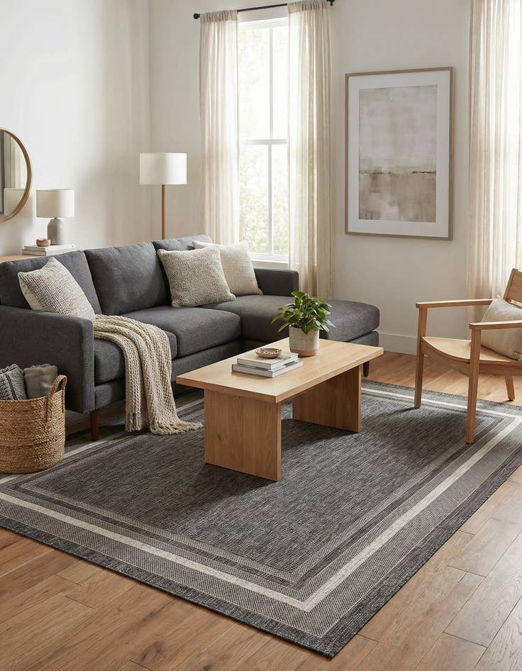 Detail image of 6' x 9'  Washable Border Indoor / Outdoor Rug