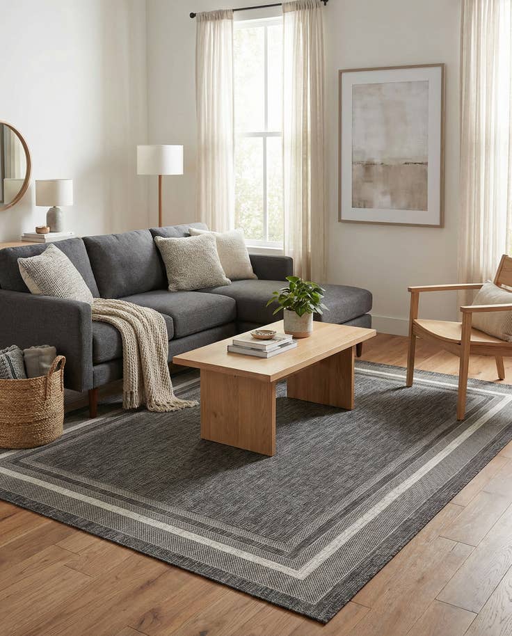Detail image of 6' x 9' Easy-Clean Border Indoor / Outdoor Rug