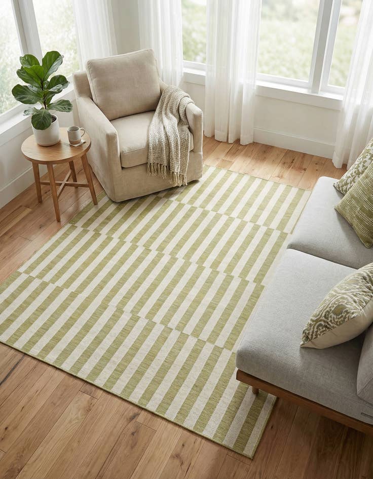 Detail image of 7' 10 x 7' 10  Washable Striped Indoor / Outdoor Square Rug