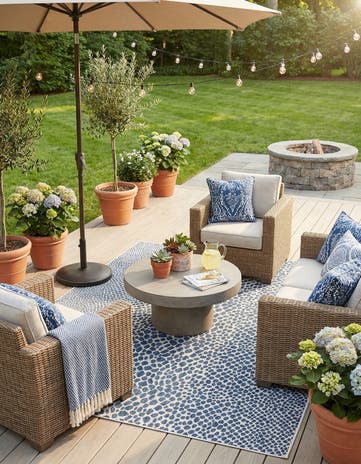 Blue Easy-Clean Jill Zarin Cape Town Indoor / Outdoor Rug