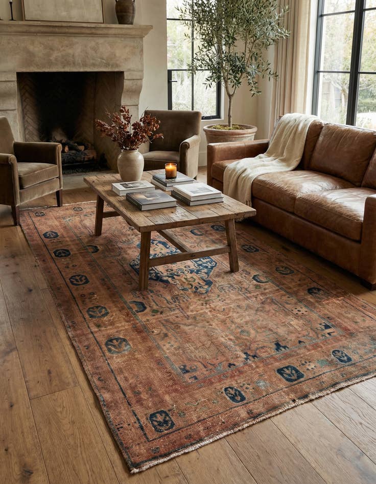 Detail image of 5' 6 x 10' 9 Hand Knotted Ultra Vintage Persian Wool Rug