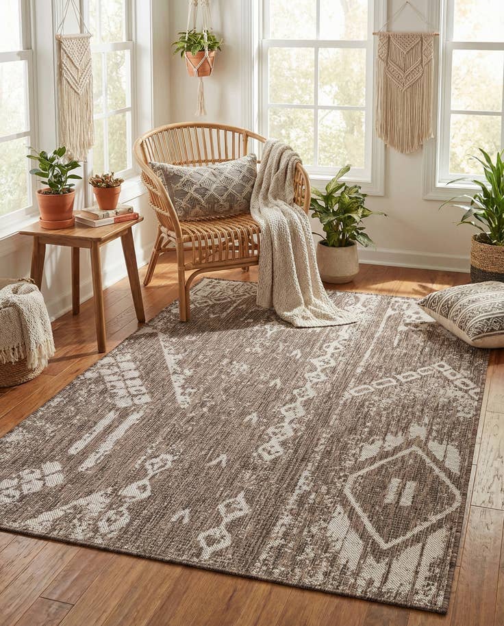 Detail image of 4' x 6' Easy-Clean Bohemian Indoor / Outdoor Rug