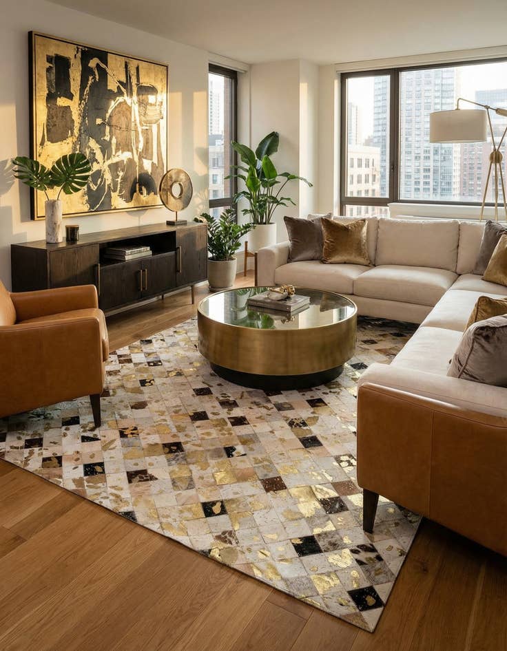 Detail image of 5' x 7' 10 Cowhide - Patchwork Rug