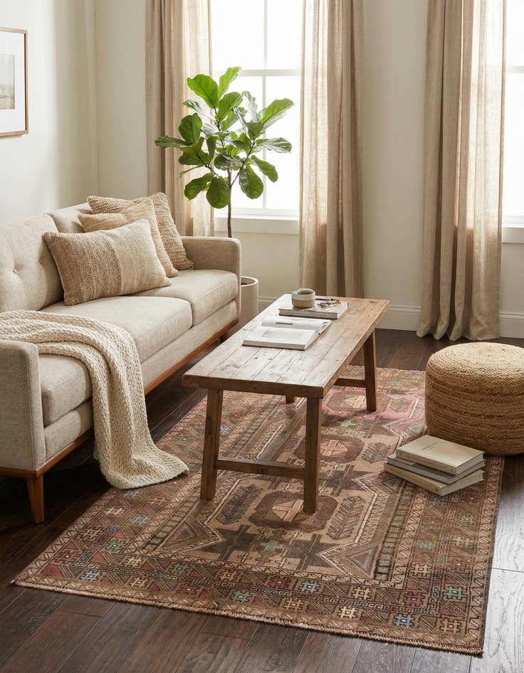 Detail image of  3' 7 x 6' 4  Hand Knotted Ultra Vintage Persian Wool Rug