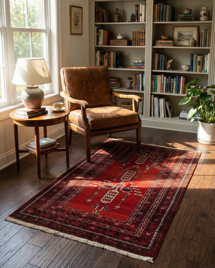 Detail image of 2' 11 x 5' 1 Hand Knotted Afghan Ersari Oriental Wool Rug