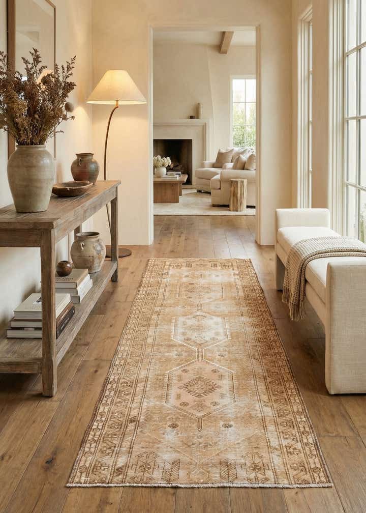 3' 4 x 9' 1 Hand Knotted Ultra Vintage Persian Wool Runner Rug