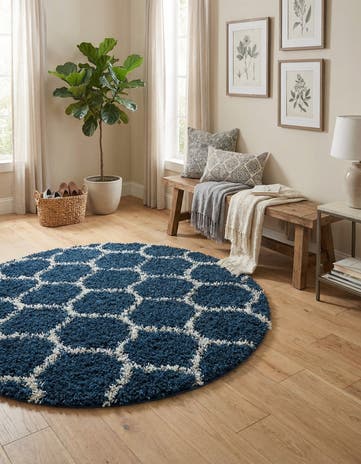 5' 3 x 5' 3 Lattice Shag Round Rug