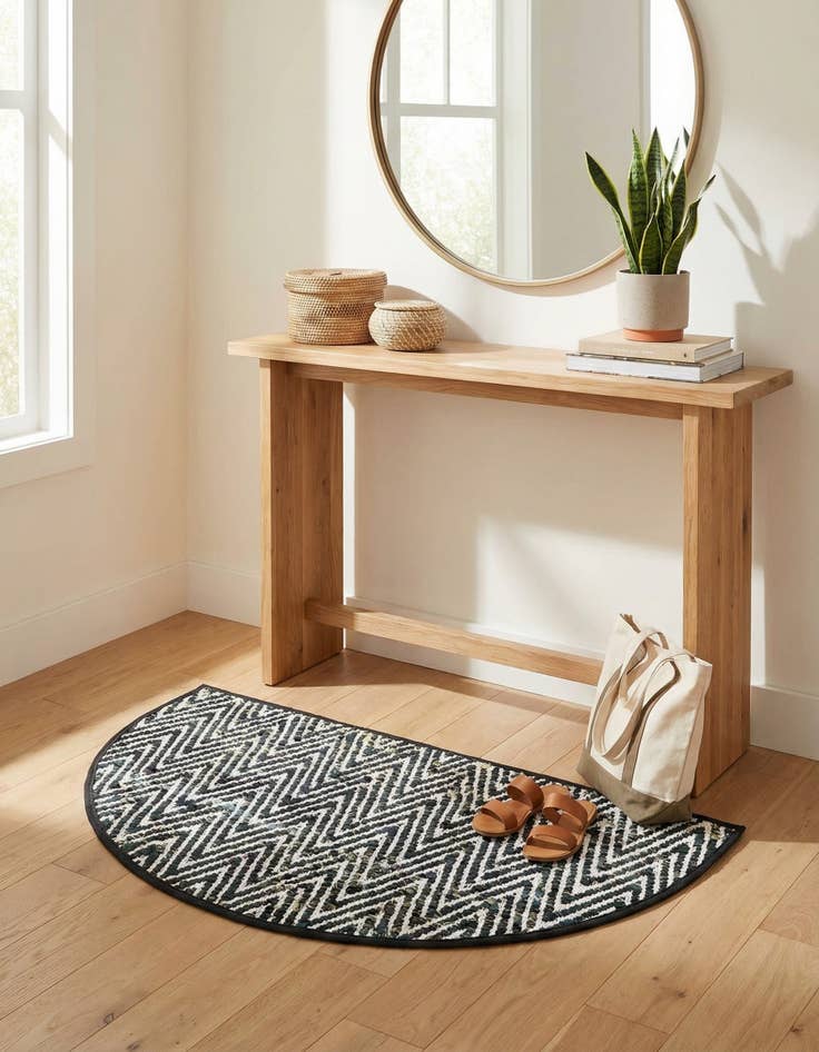 Detail image of 2' 2 x 3' 7  Hand Woven Chindi Chevron Hearth Rug