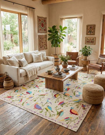 8' x 9' 4 Hand Woven Kilim Suzani Wool Rug
