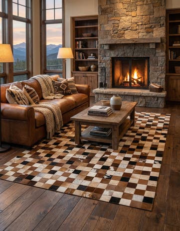 5' x 8' Cowhide Leather Rug