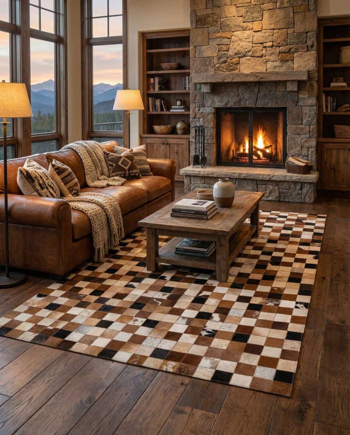5' x 8' Cowhide Leather Rug