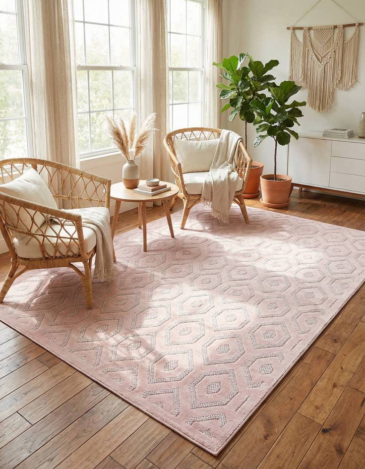 Detail image of  6' x 9'  Washable Trellis Textured Indoor / Outdoor Rug