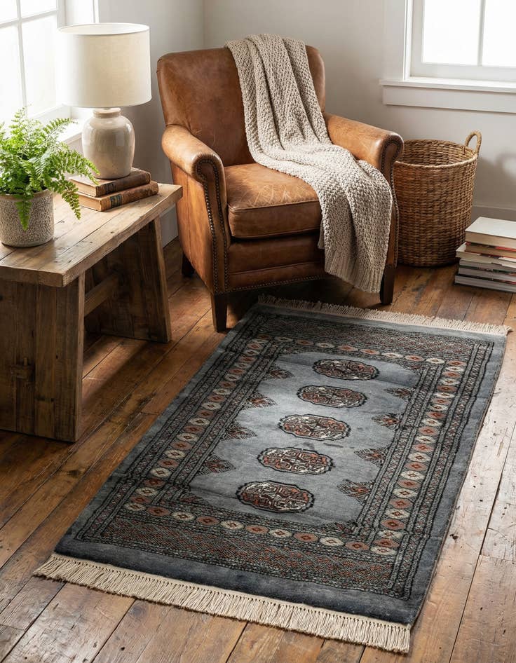 Detail image of  2' 8 x 4' 5  Hand Knotted Torkaman Persian Wool Rug