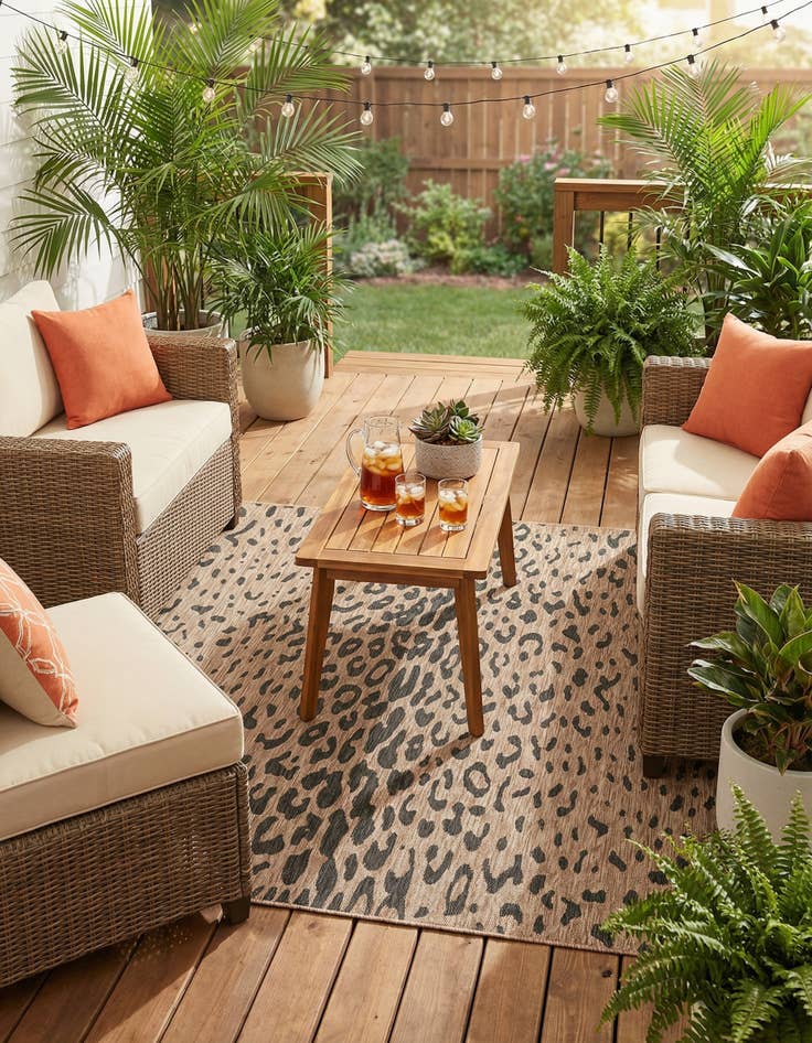 Detail image of 7' 10 x 7' 10  Washable Safari Indoor / Outdoor Square Rug