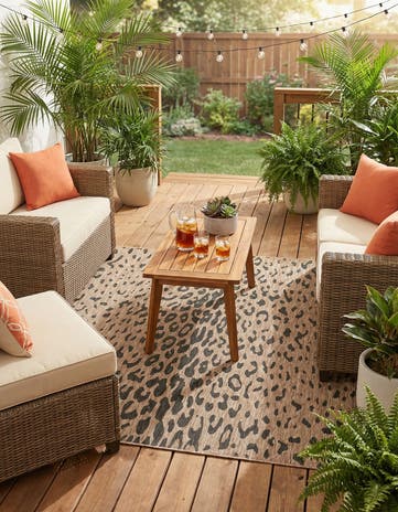 Natural Easy-Clean Safari Indoor / Outdoor Square Rug