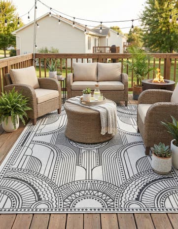 6' x 9' Easy-Clean Traditional Indoor / Outdoor Rug