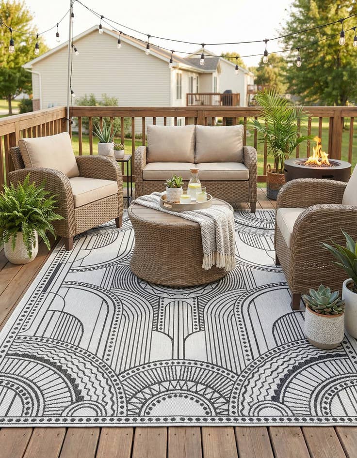 Detail image of  6' x 9'  Washable Traditional Indoor / Outdoor Rug