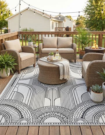 6' x 9' Easy-Clean Traditional Indoor / Outdoor Rug