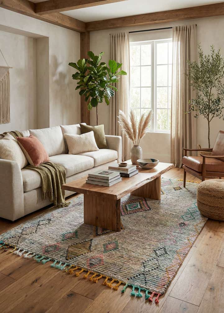 5' 5 x 8' 1 Hand Knotted Moroccan Wool Rug