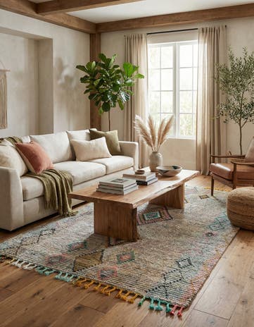 5' 5 x 8' 1 Hand Knotted Moroccan Wool Rug