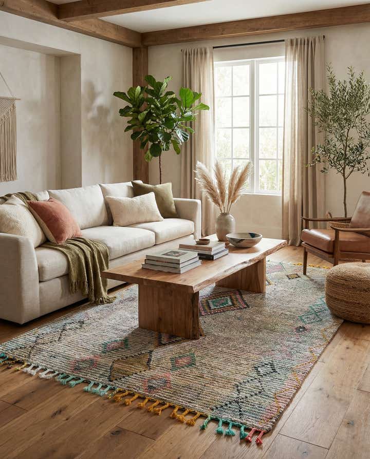 5' 5 x 8' 1 Hand Knotted Moroccan Wool Rug