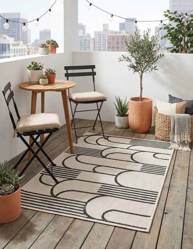 Detail image of 2' x 3'  Washable Modern Indoor / Outdoor Rug