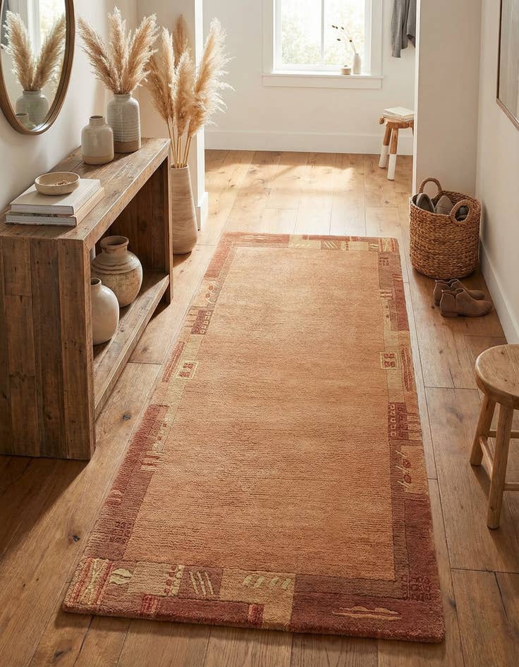 Detail image of 2' 4 x 4' 7  Hand Knotted Nepal Wool Runner Rug