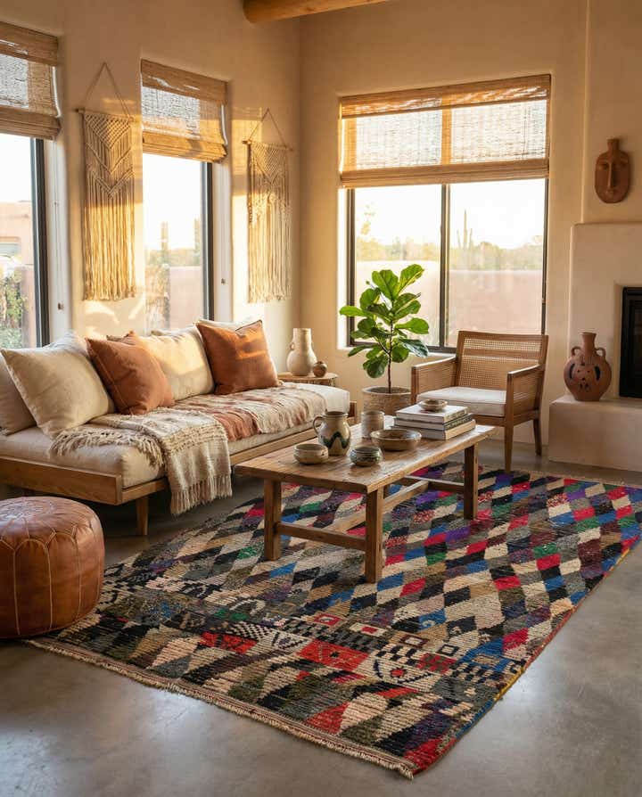 6' 2 x 9' 8 Hand Knotted Moroccan Wool Rug