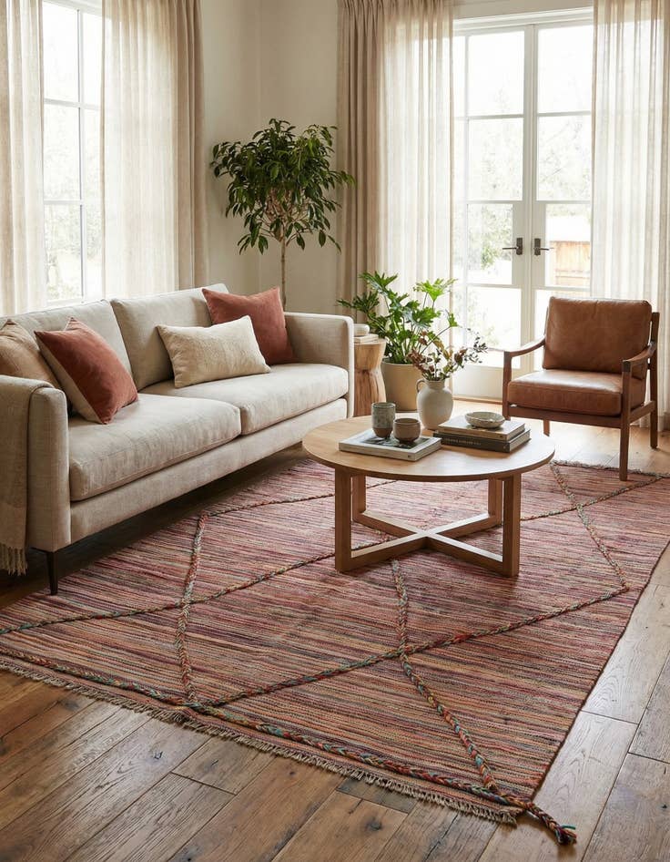 Detail image of 4' 7 x 6' 4  Hand Woven Kilim Modern Wool Rug