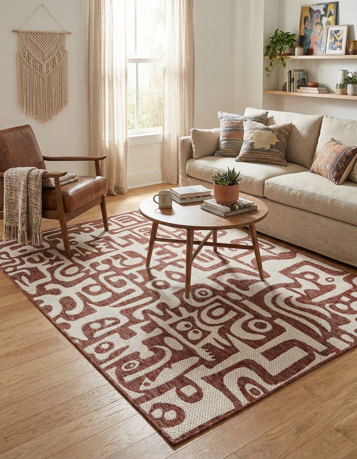 Detail image of  5' 3 x 7'  Washable Modern Indoor / Outdoor Rug