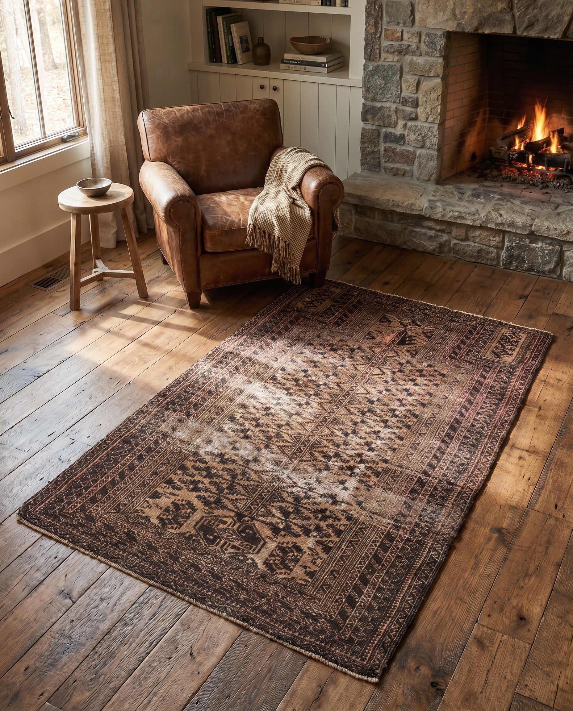 3' 4 x 5' 2 Hand Knotted Ultra Vintage Persian Wool Rug