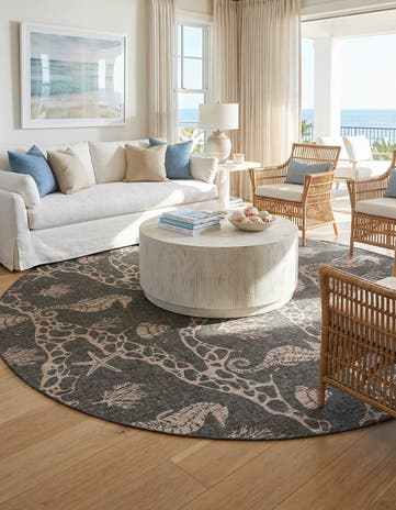 13' x 13' Easy-Clean Coastal Indoor / Outdoor Round Rug