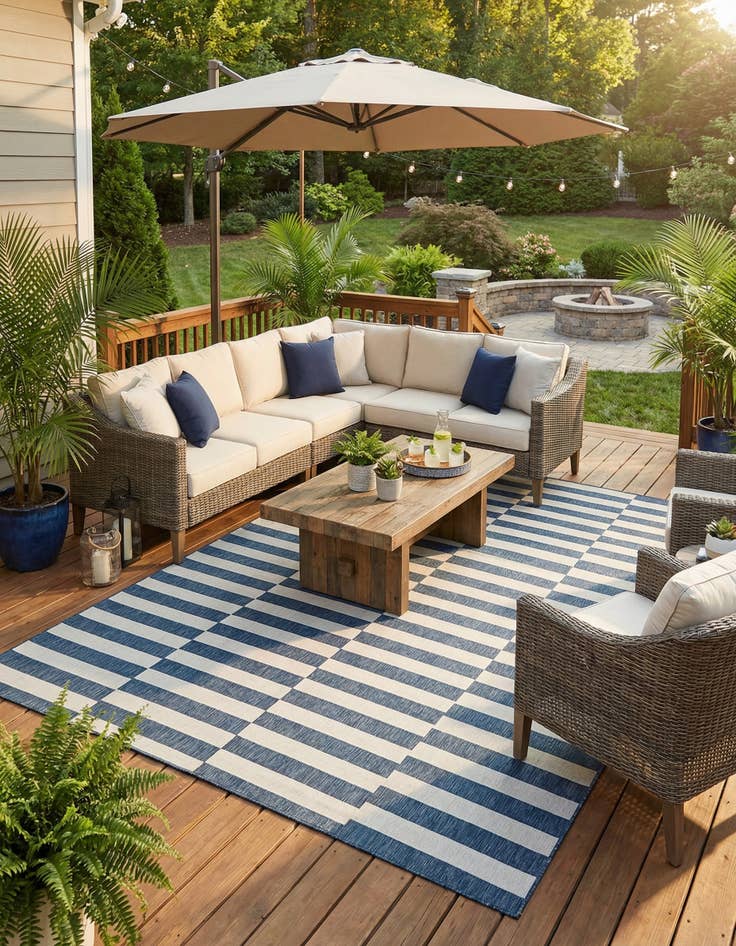 Detail image of  10' x 13'  Washable Ribbon Indoor / Outdoor Rug