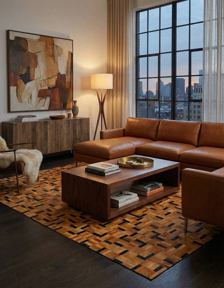 Detail image of  5' x 7' 11 Cowhide - Patchwork Rug