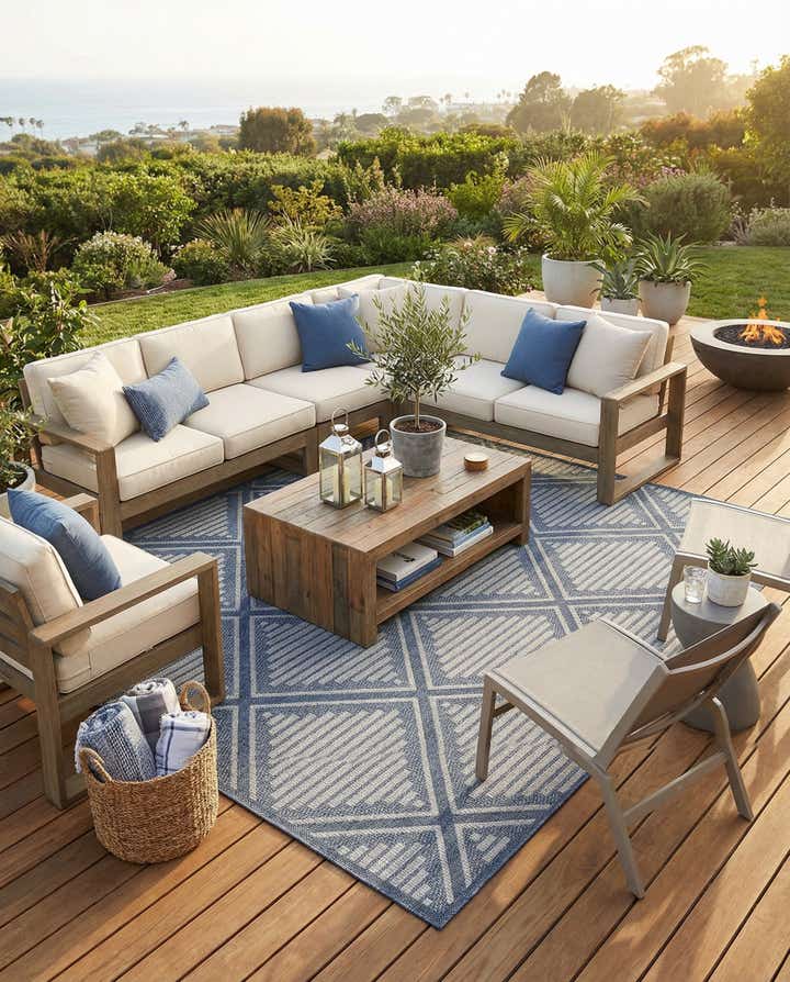 9' x 12' Easy-Clean Lattice Indoor / Outdoor Rug