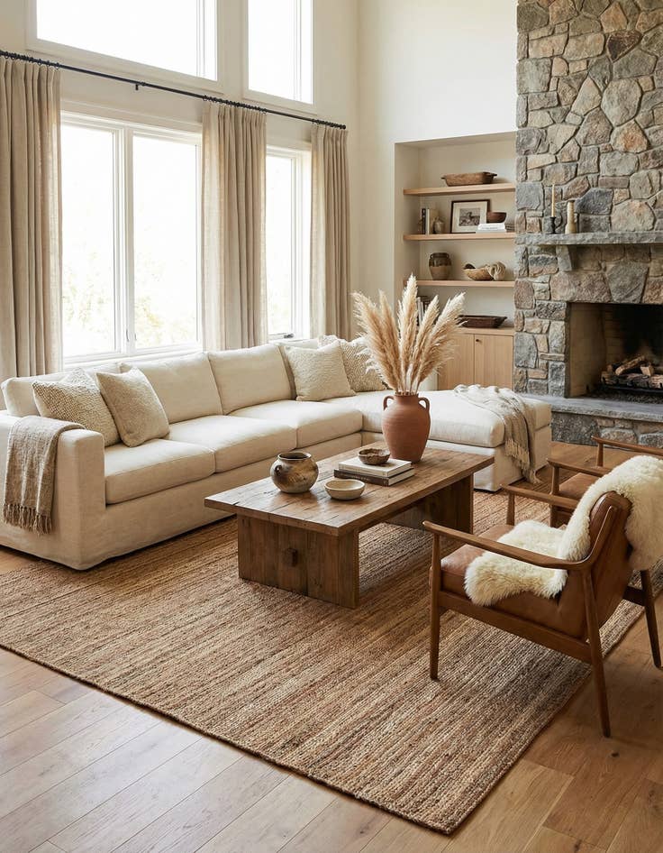 Detail image of  12' 2 x 16' 1  Hand Braided Jute Rug