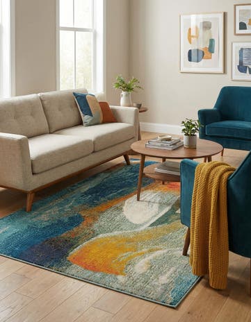 Blue Washable Haerfest Rug